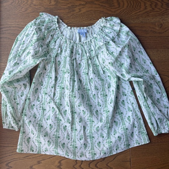 Hill House Home Lena Top in Green Vine Stripe - Picture 2 of 3